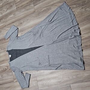 LuLaRoe Sarah Gray Black Stripe Soft & Stretchy Lightweight Calf Length Cardigan